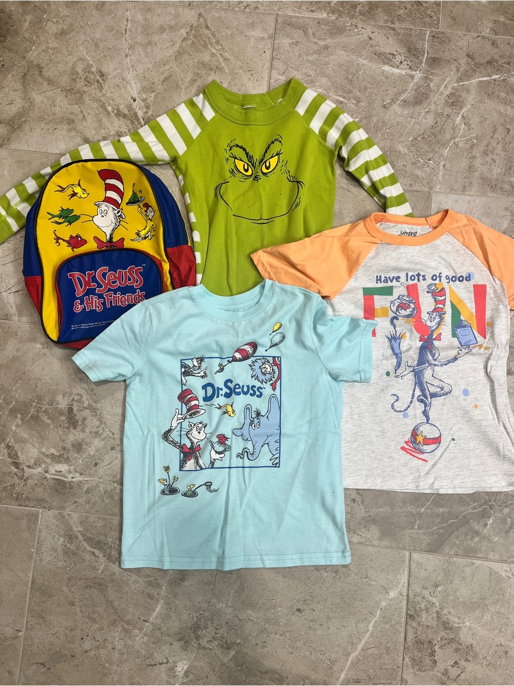 Dr. Seuss Kids' Tshirts and backpack